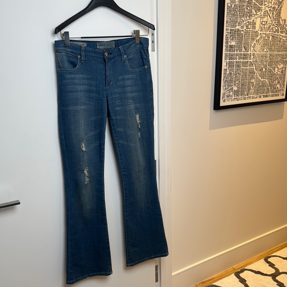 VINTAGE 90s Paper Denim & Cloth Blue Flare Wide Leg Jeans